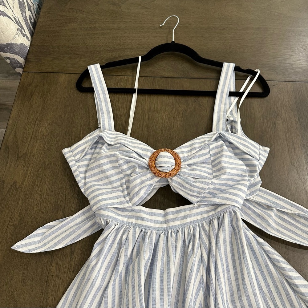 Aakaa Blue and White Striped Tie-BackDress - Picture 5 of 15